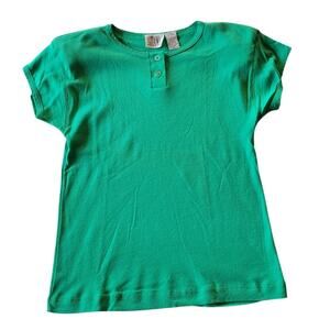 Vintage 80s Gitano Green Top T-Shirt Removable Shoulder Pads Retro Power Casual